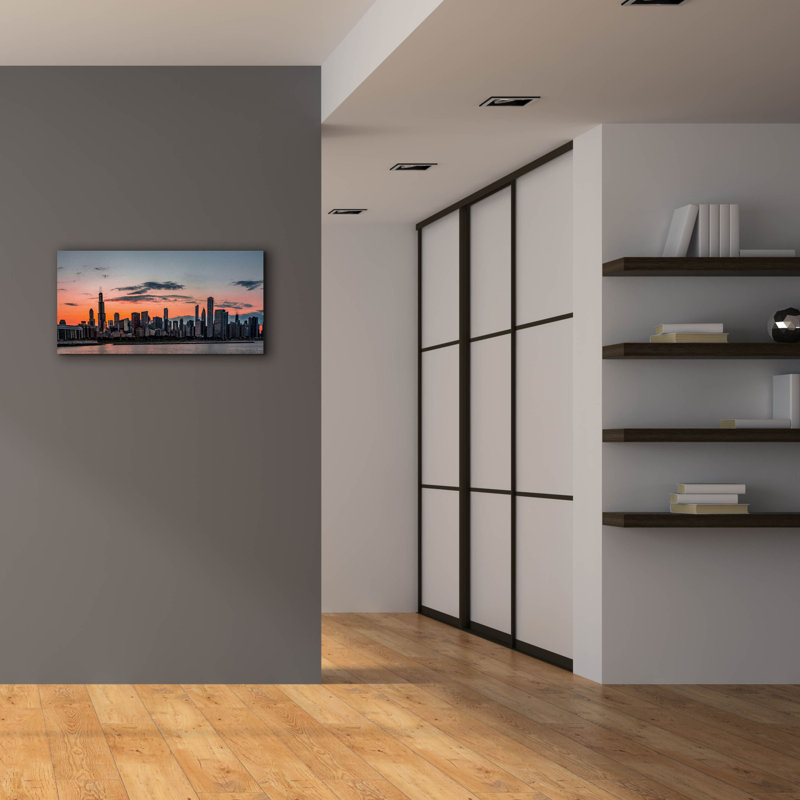 «Chicago Skyline Sunset» par Rich Monet, art mural sur toile, 40 po x 20 po, 40 po x 20 po