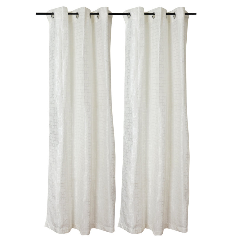Paire de rideaux semi-transparents avec œillets Tilton, Blanc