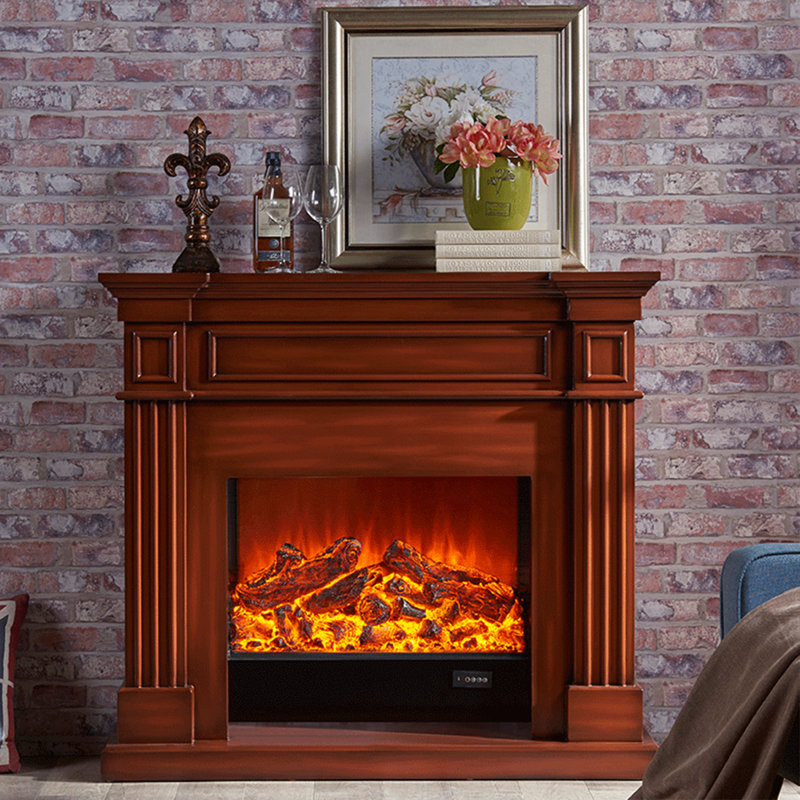 European-style electric decorative fireplace core with simulated fire, Brown