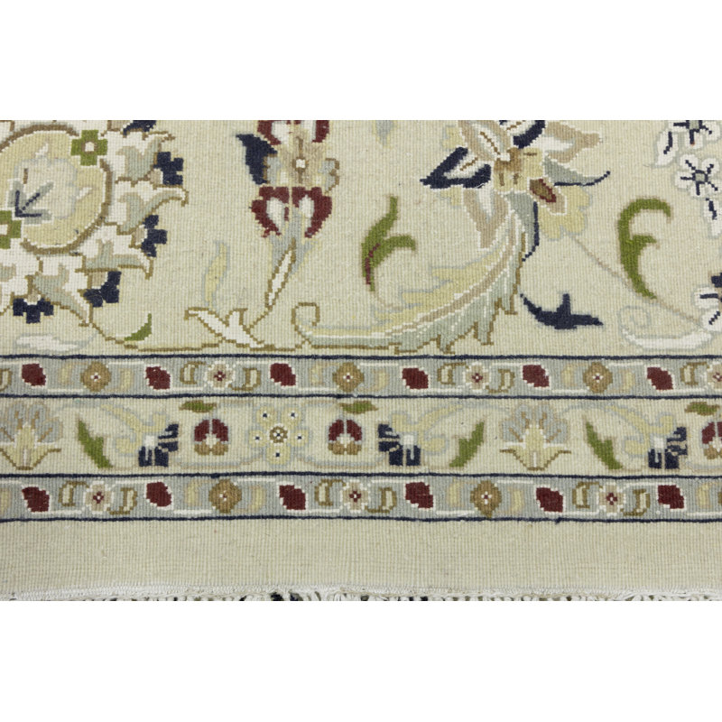 Tapis de couloir oriental crème 3 x 14 Indo Nain, Rectangle 8 pi 10 po x 12 pi 2 po