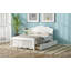 Lit plateforme simple en bois avec tête de lit et deux tiroirs, blanc-127366466