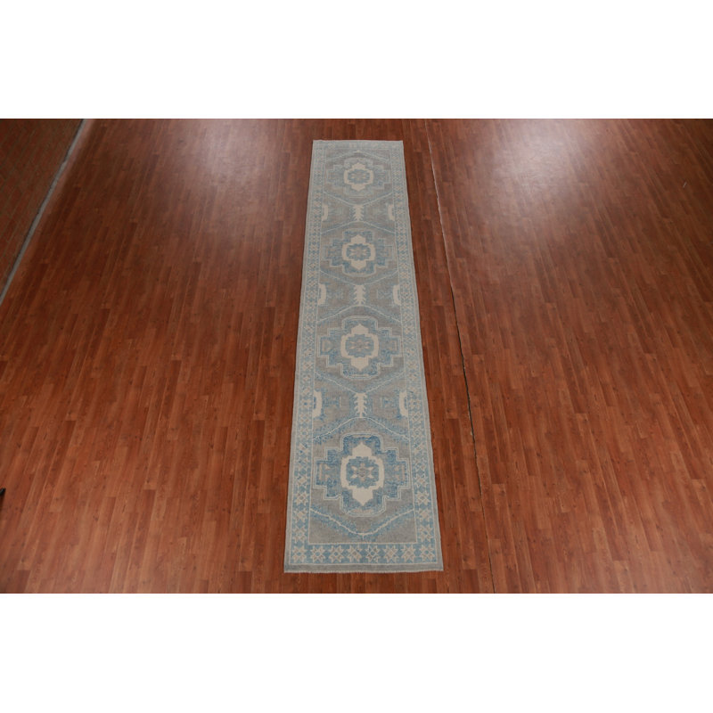 Tapis gris et bleu Oushak