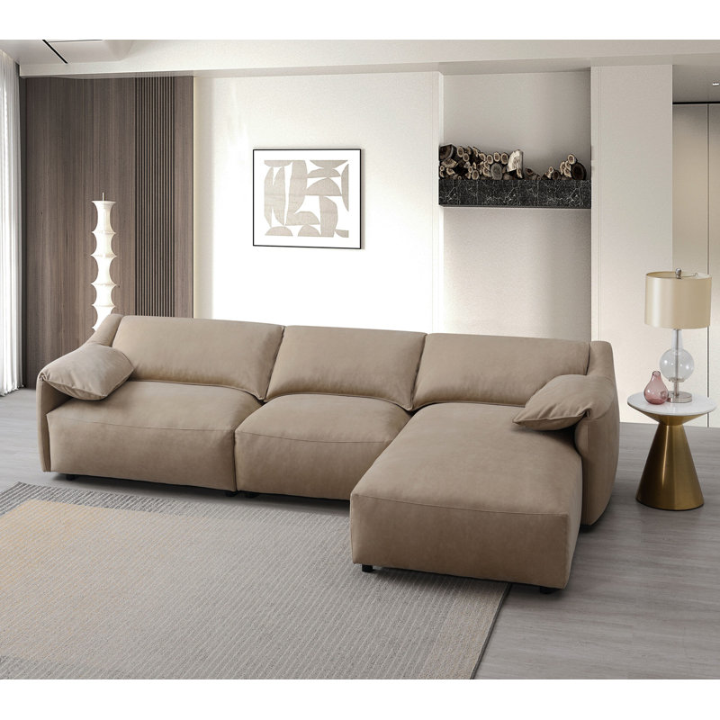Canapé modulaire en suède brun clair Veata