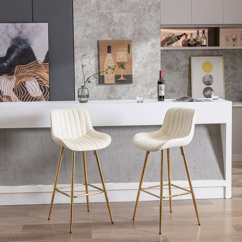 Ensemble de 2 tabourets de bar avec tabouret de comptoir en velours chromé