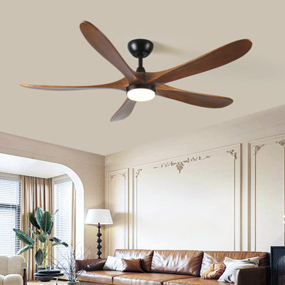 5 Blade Solid Wood 52 Inch Ceiling Fan Light