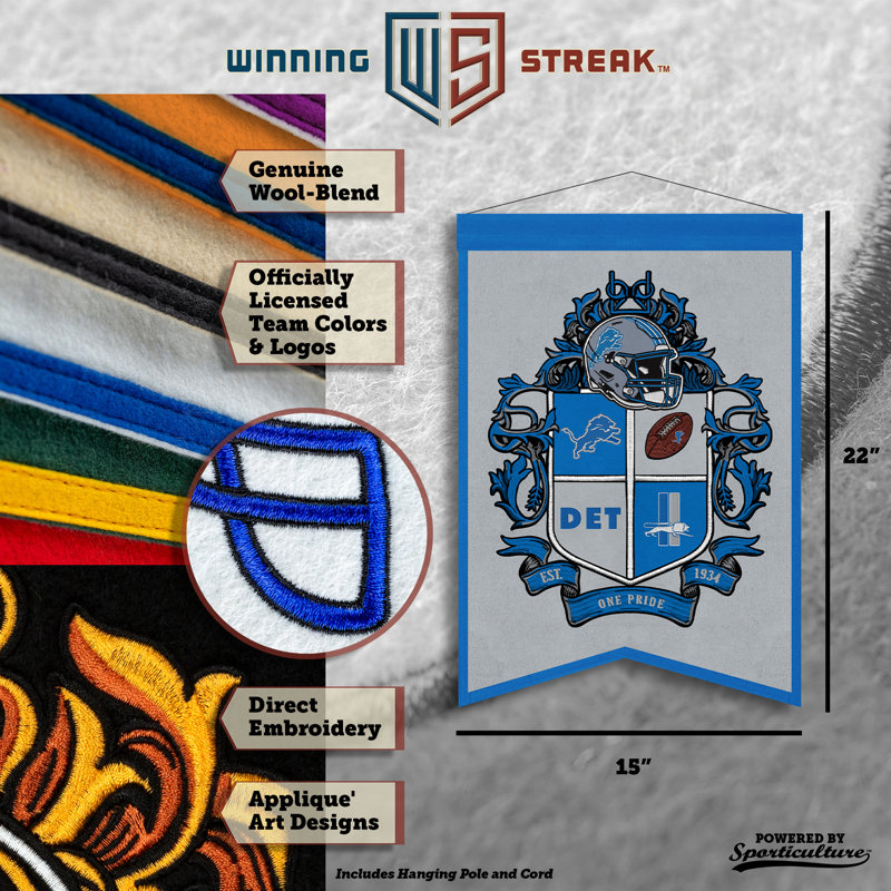 Décoration murale NFL Detroit Lions Crest | 15 x 22 po
