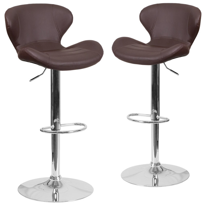Tabouret de bar réglable en vinyle Guajardo, Brun