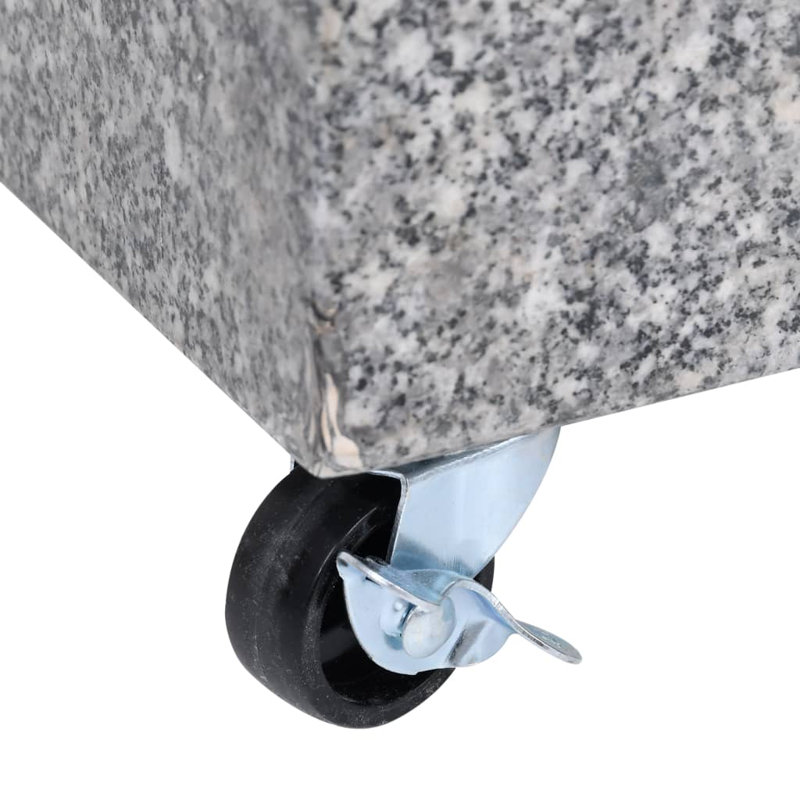 Gray Granite Wheeled Umbrella Base with Stainless Steel Tube