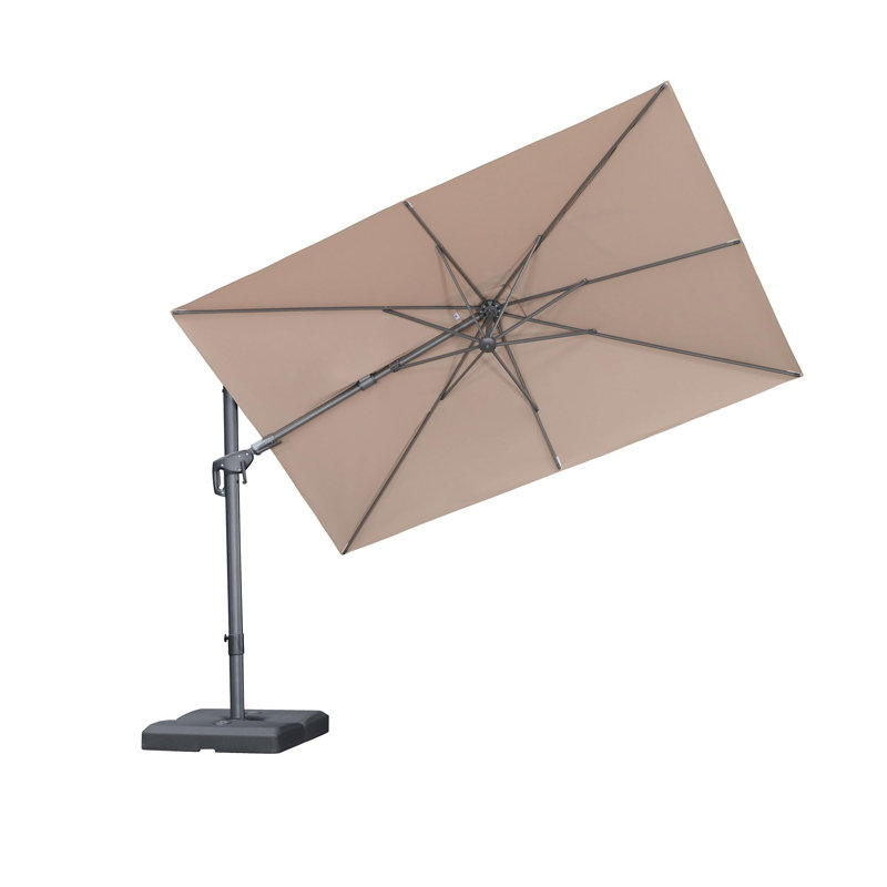 Cantilever Patio Umbrella Outdoor Aluminum Offset Square Umbrella with 3 Years Fade Resistance Recycled Fabric and 360-degree Rotation