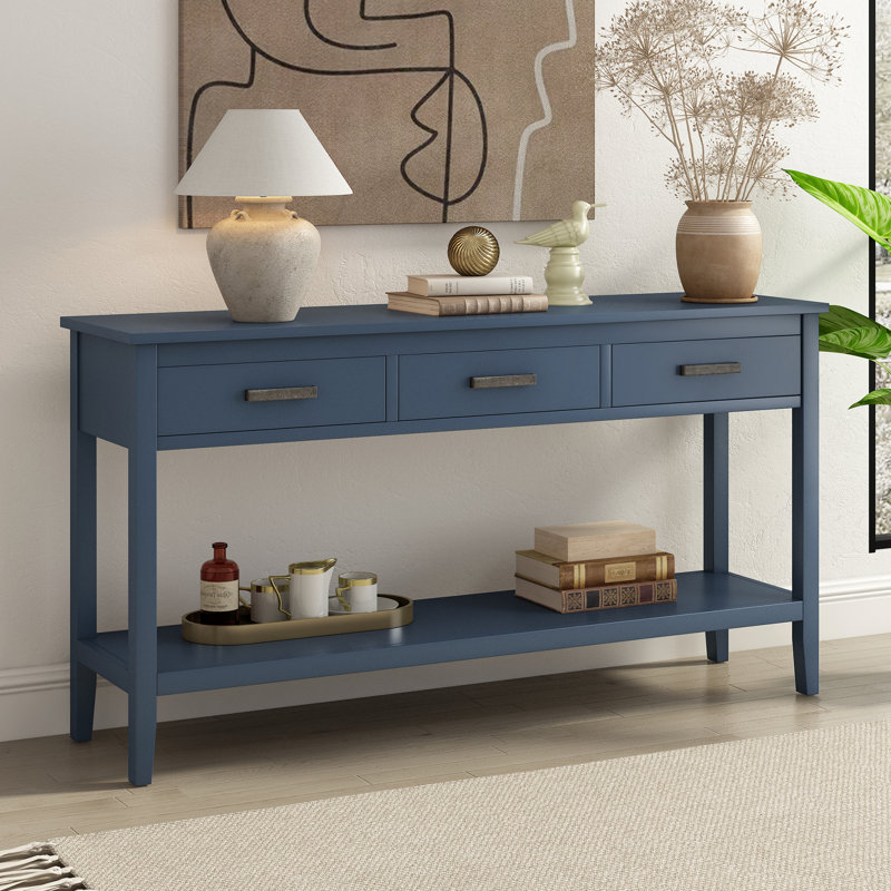 U_STYLE Console contemporaine à 3 tiroirs avec 1 tablette, Marine