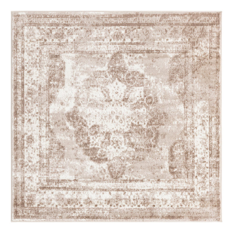Tapis oriental brun / beige / ivoire Coblitz, Carré 3 pi 3 po