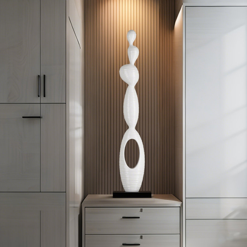 Sculpture 59,6 po, H 59,06 po x l 15,75 po x P 9,84 po, Blanc/Noir