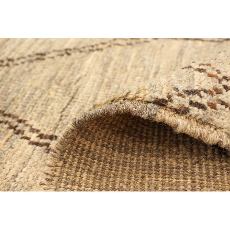 Tapis unique en laine noué à la main style kaki marocain des années 2010 de 6 pi x 8 pi 8 po Fjodor