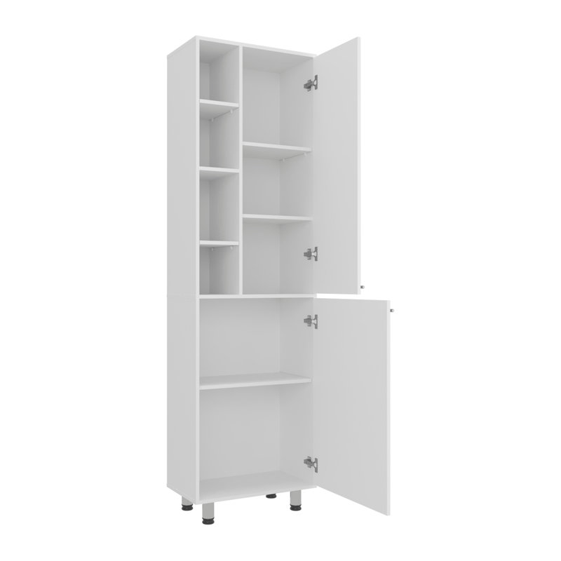 Garde-manger Burton avec 2 portes, tablettes réglables, tablettes latérales, armoire de rangement compacte pour l'organisation de la cuisine