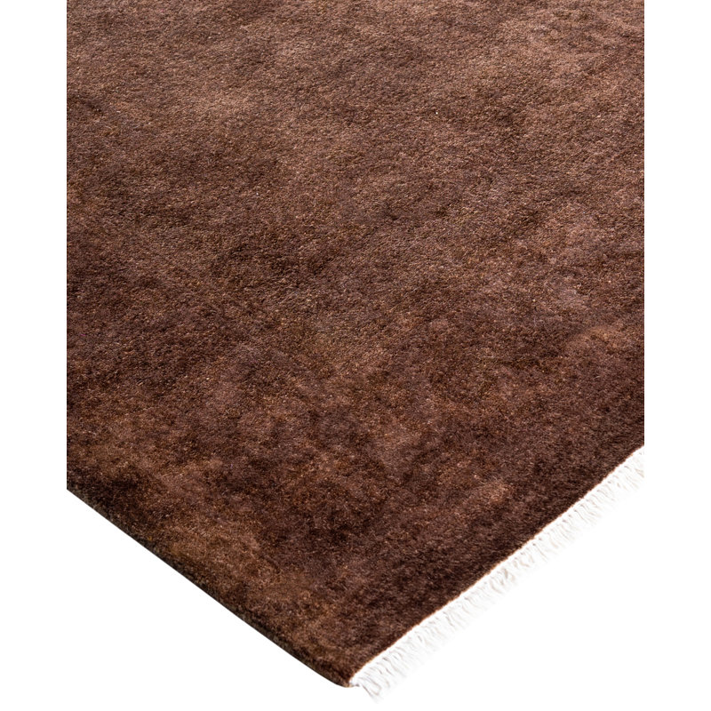 Overdyed Hand-Knotted Wool Modern-Contemporary Brown Area Rug 3' 3" x 5' 4"