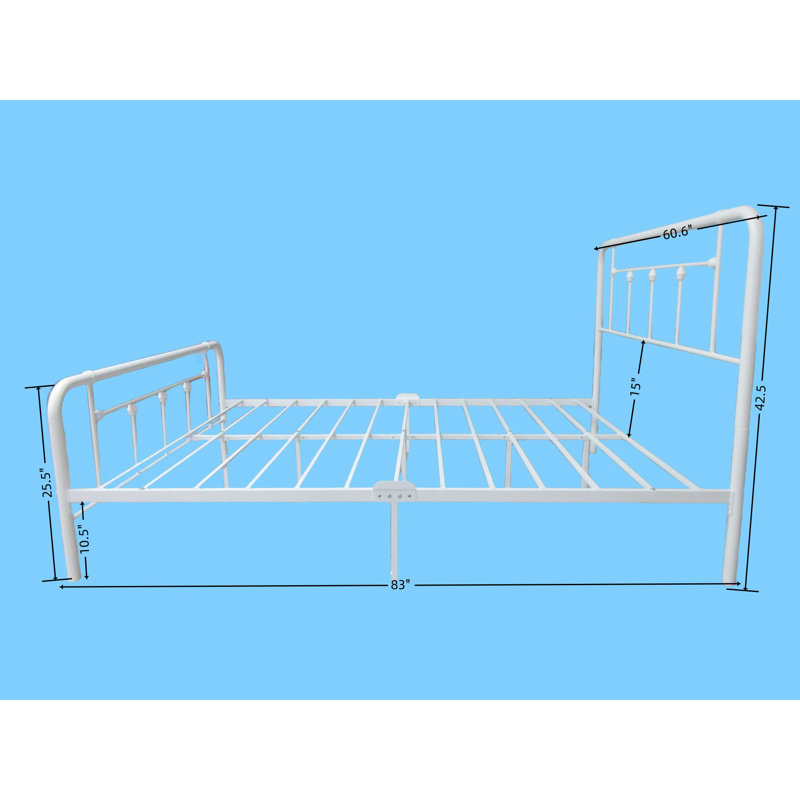 Lit plateforme en métal Nelya, Blanc, Grand