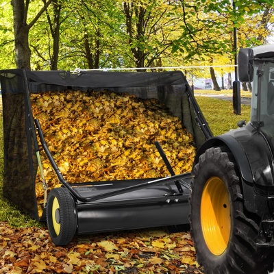 Tow Behind Lawn Sweeper,Pull Behind Lawn Sweeper,with 26 Cu. Ft. Large Capacity Leaf Collector,Adjustable Sweeping Height for Yard, Lawn, Farm and Picking Up Debris & Grass