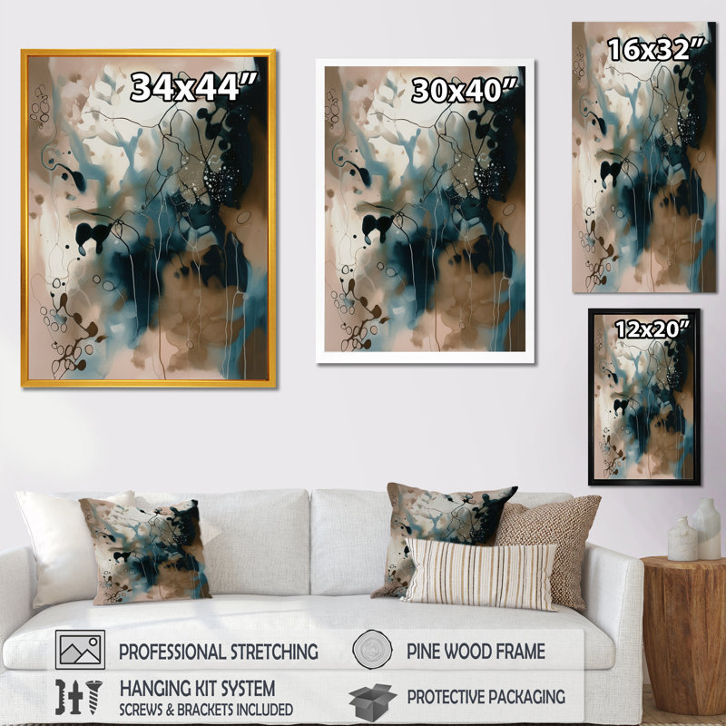 Blue Abstract Reflections II - Décoration murale abstraite, Cadre photo noir, L 12 po x H 20 po