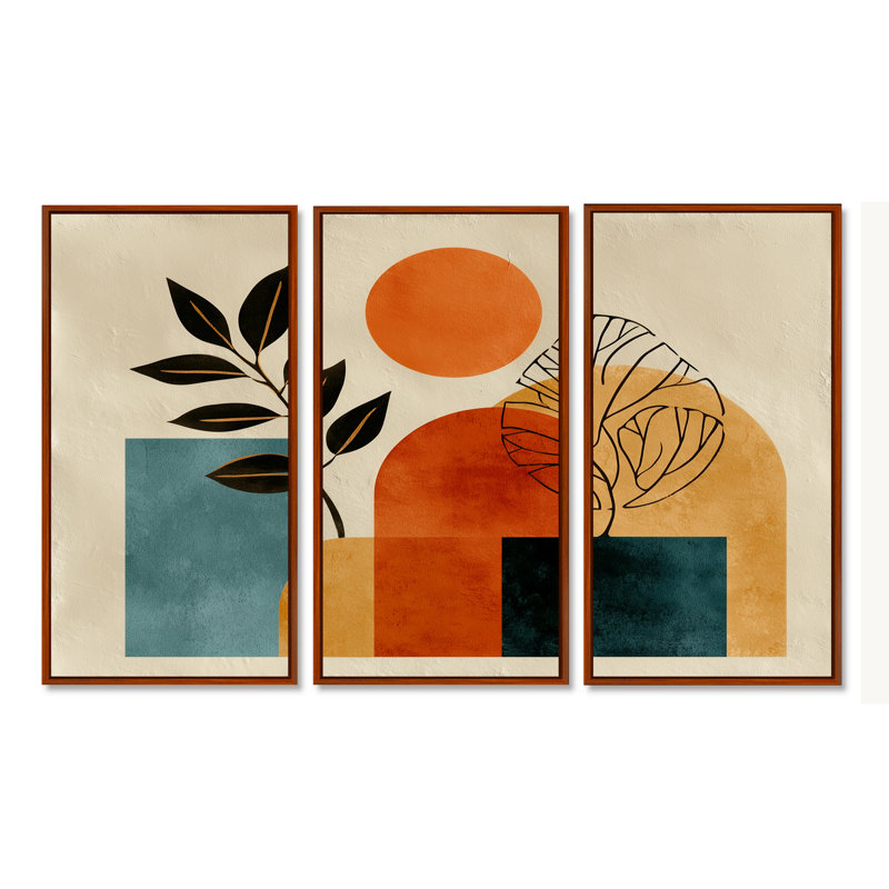 Ensemble de décorations murales plantes botaniques bleues et bleues minimalistes, H 40 po x l 60 po, Brun