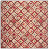 1880s Multicolor Floral Classical Antique European Needelpoint Wool Square Rug 11'0" x 12'0" Area Rug