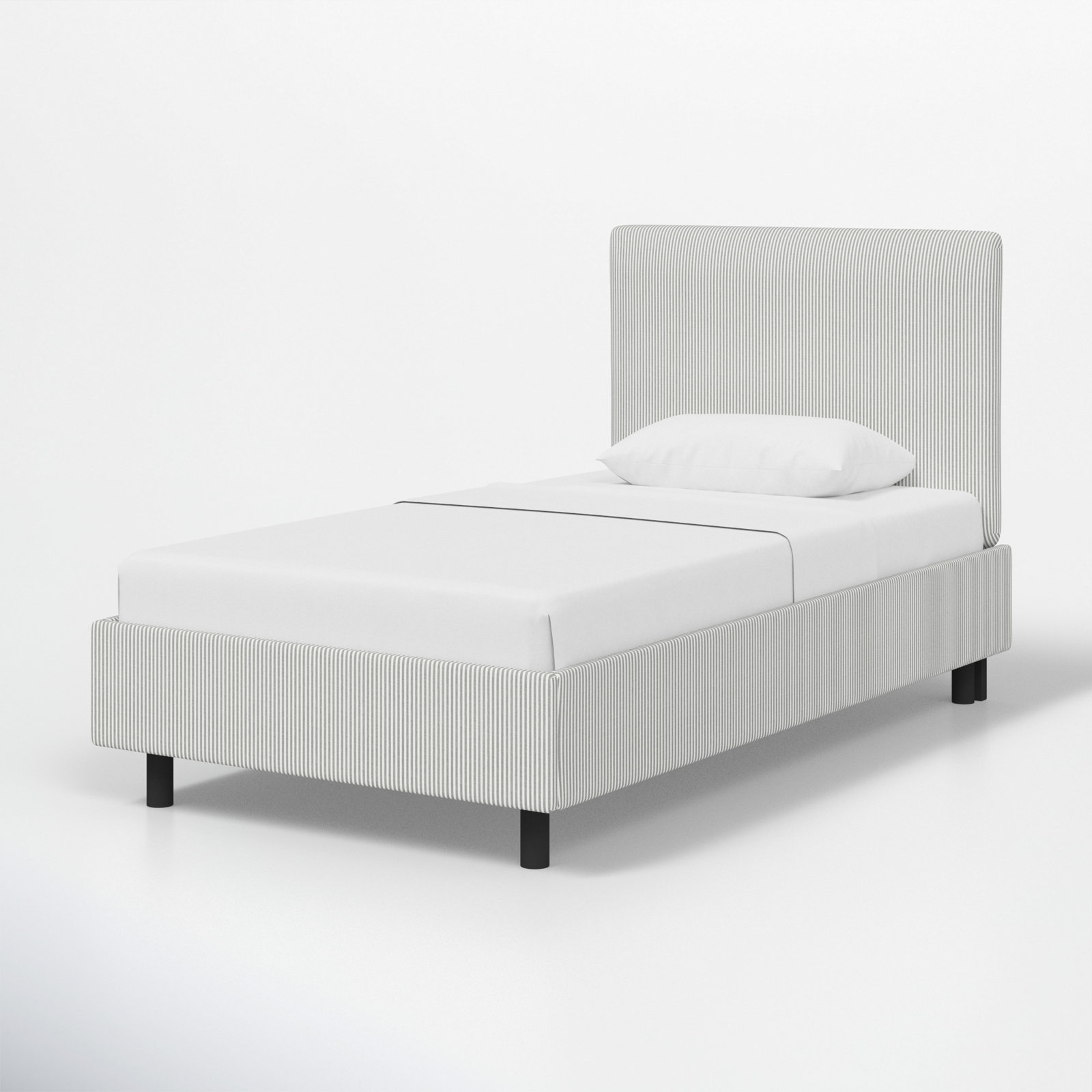 Sawyer Upholstered Platform Bed, Full, Prep Stripe Gray
