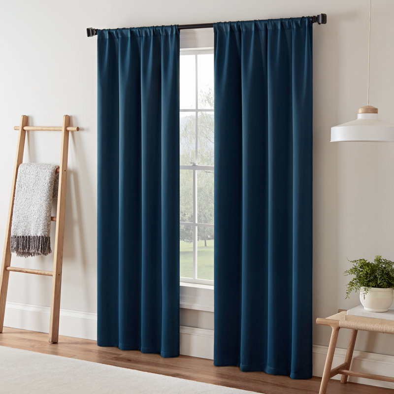 Indigo Polyester Blackout Rod Pocket Curtain Panel