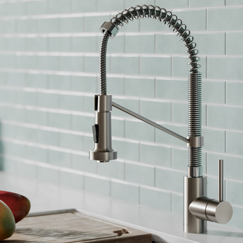 KRAUS Bolden Commercial Style 2-Function Single Handle Pull Down Kitchen Faucet, Matte Black