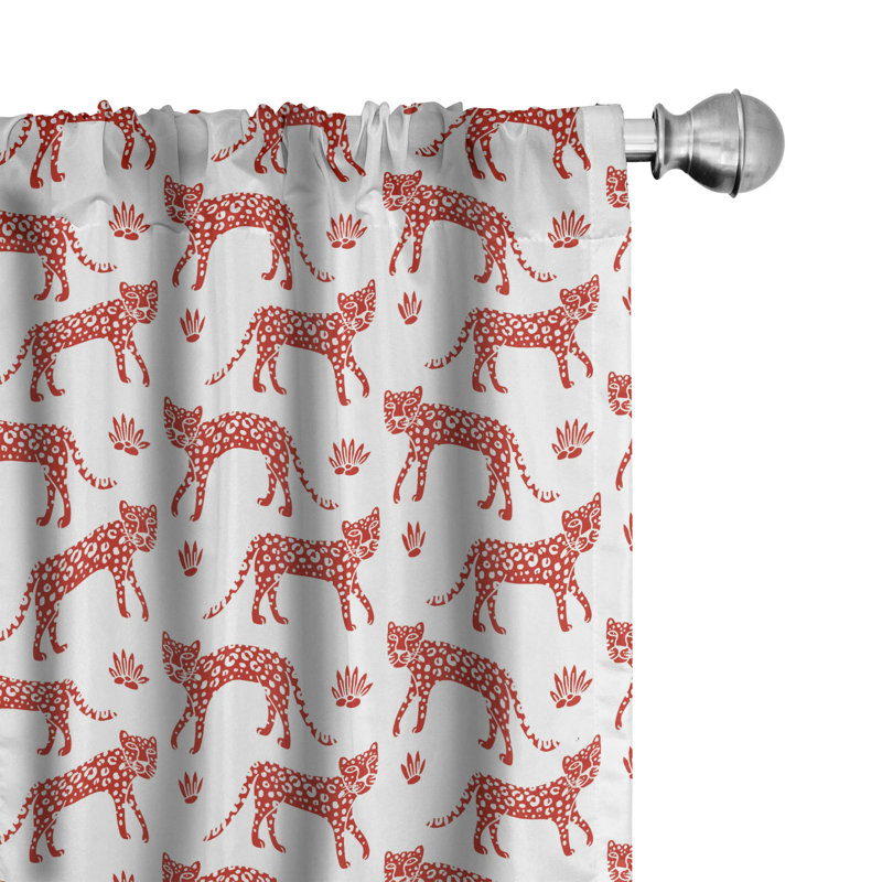 Leopard Semi-Sheer Rod Pocket Curtain Panels, 28" x 95"