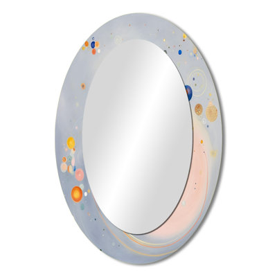 Cosmic Blueprint Vintage Universe Illustration II - Modern Oval Wall Mirror