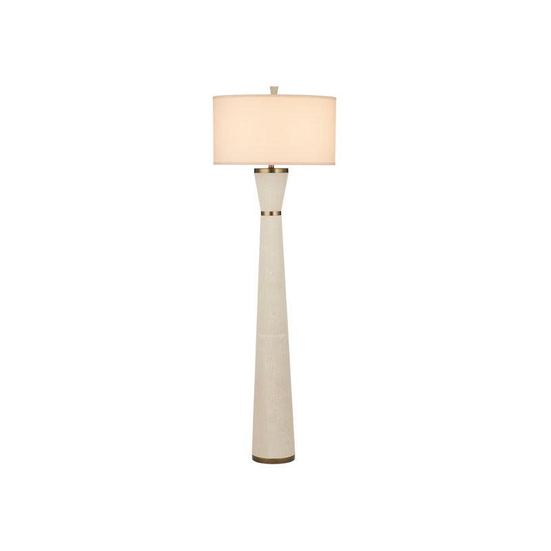 Galuchat LED Floor Lamp, Ivory Faux Shagreen, Brass