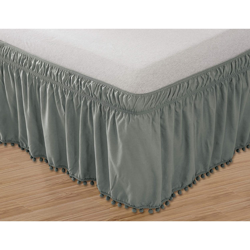 Ruffled Wrap Around Bed Skirt, Gray, Queen