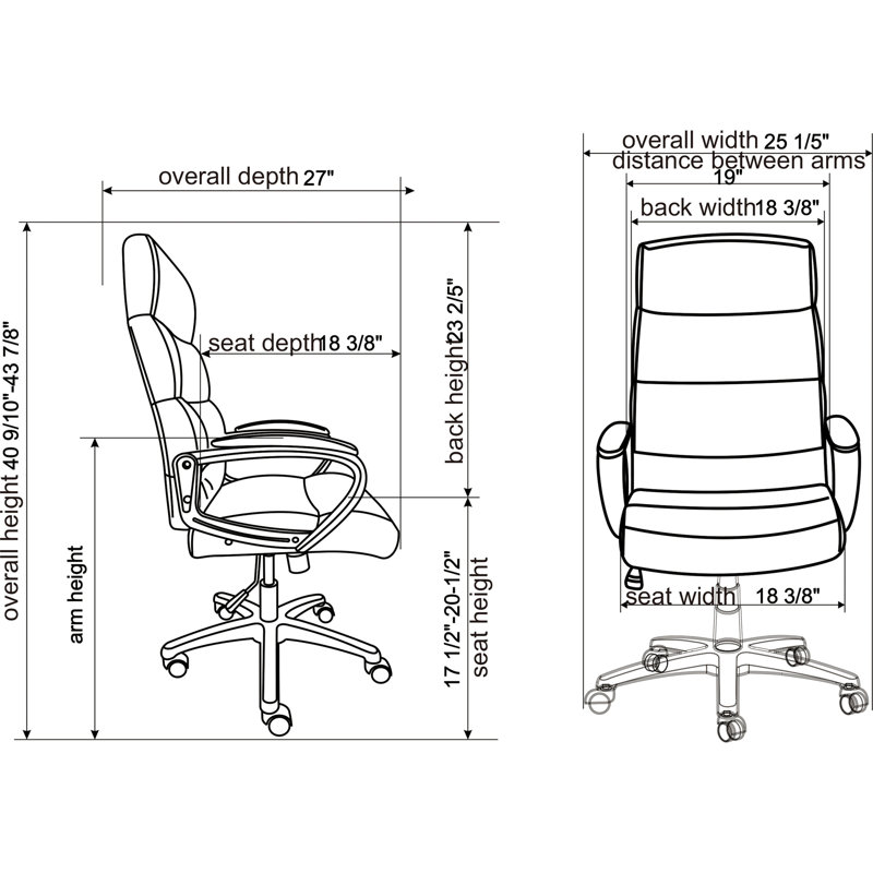 Soho High-Back Leather Executive Swivel Chair in Black