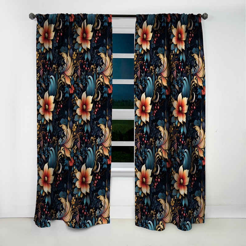 Rideau floral à motif cachemire Classic Elegance - 1 panneau, L 52 po x L 63 po