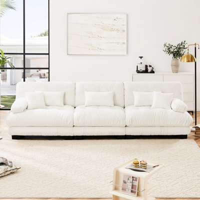 3 sièges profonds, revêtement en chenille, confort pour tous les types d'espaces de vie, bureaux, appartements modulaires blancs, sièges, confortables