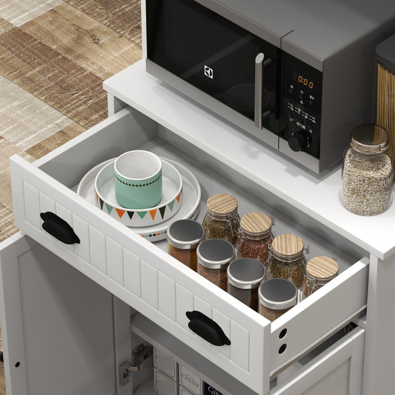Armoire de cuisine pour vaisselle blanche avec tiroir et tablette ajustable