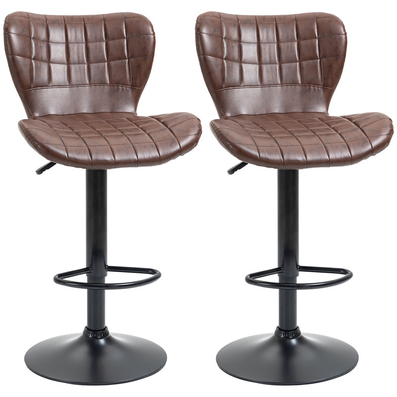 Cissell Swivel Upholstered Adjustable Height Counter Stool with Metal Frame, Brown
