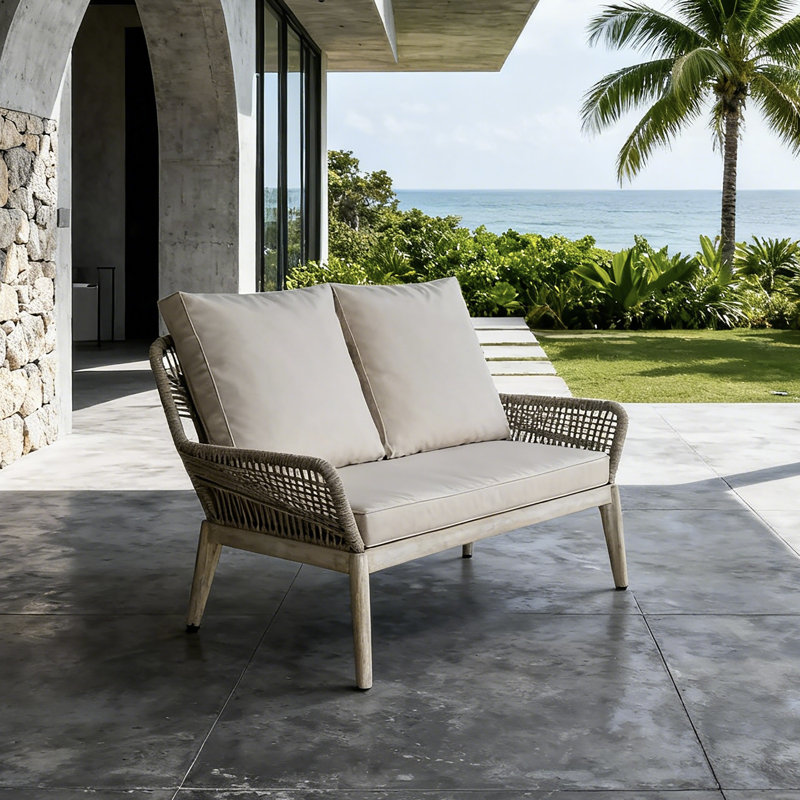 Causeuse d'extérieur avec coussins 49,6 po Acacia