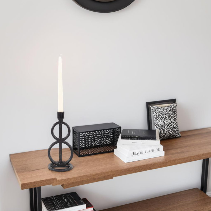 Bougeoir en aluminium double cercle noir Arman