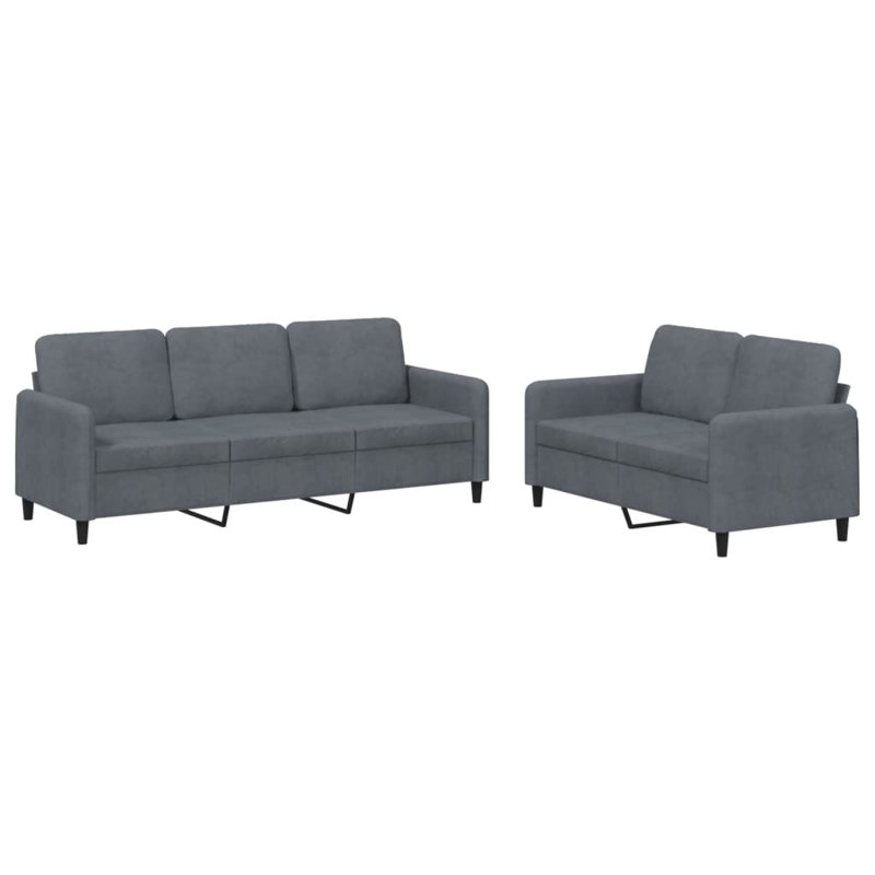 Canapé rembourré 78 po Toki, Velours gris foncé