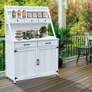 Établi de jardinage extérieur avec table et armoire de rangement idéal pour le jardin ou la serre