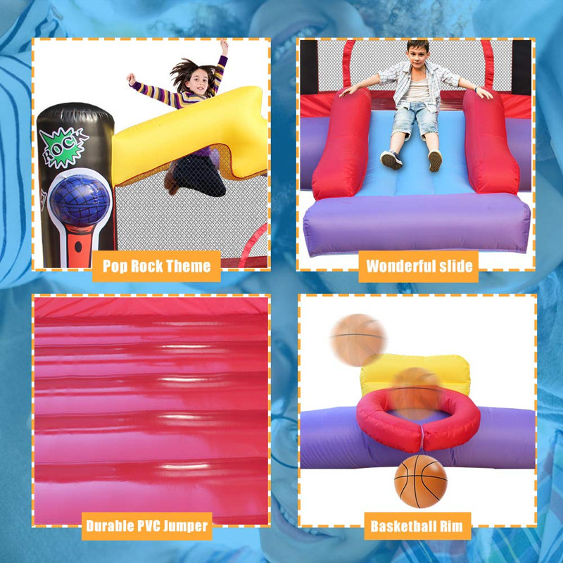 Multicolored Inflatable Bounce House with Slide and Air Blower