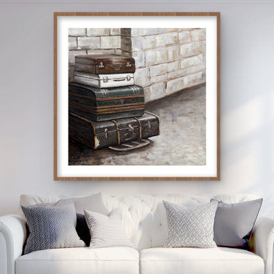 Four Old Traveling Suitcases | Framed Matted Print Decor