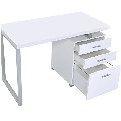 Bureau blanc réversible à 3 tiroirs