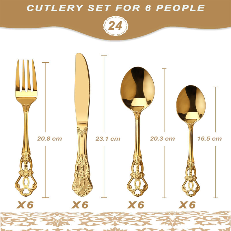 Mercer41 Ephrata 24 Piece Stainless Steel Cutlery Set , Service for 6