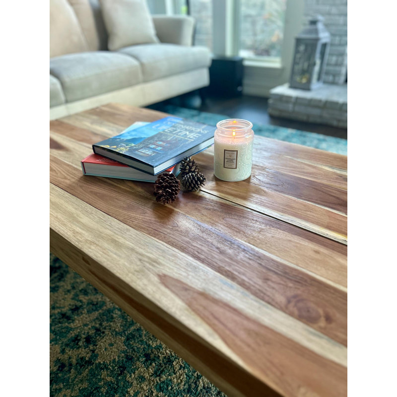 Solid Teak Logs Coffee Table, 15" H x 39" L x 30" W