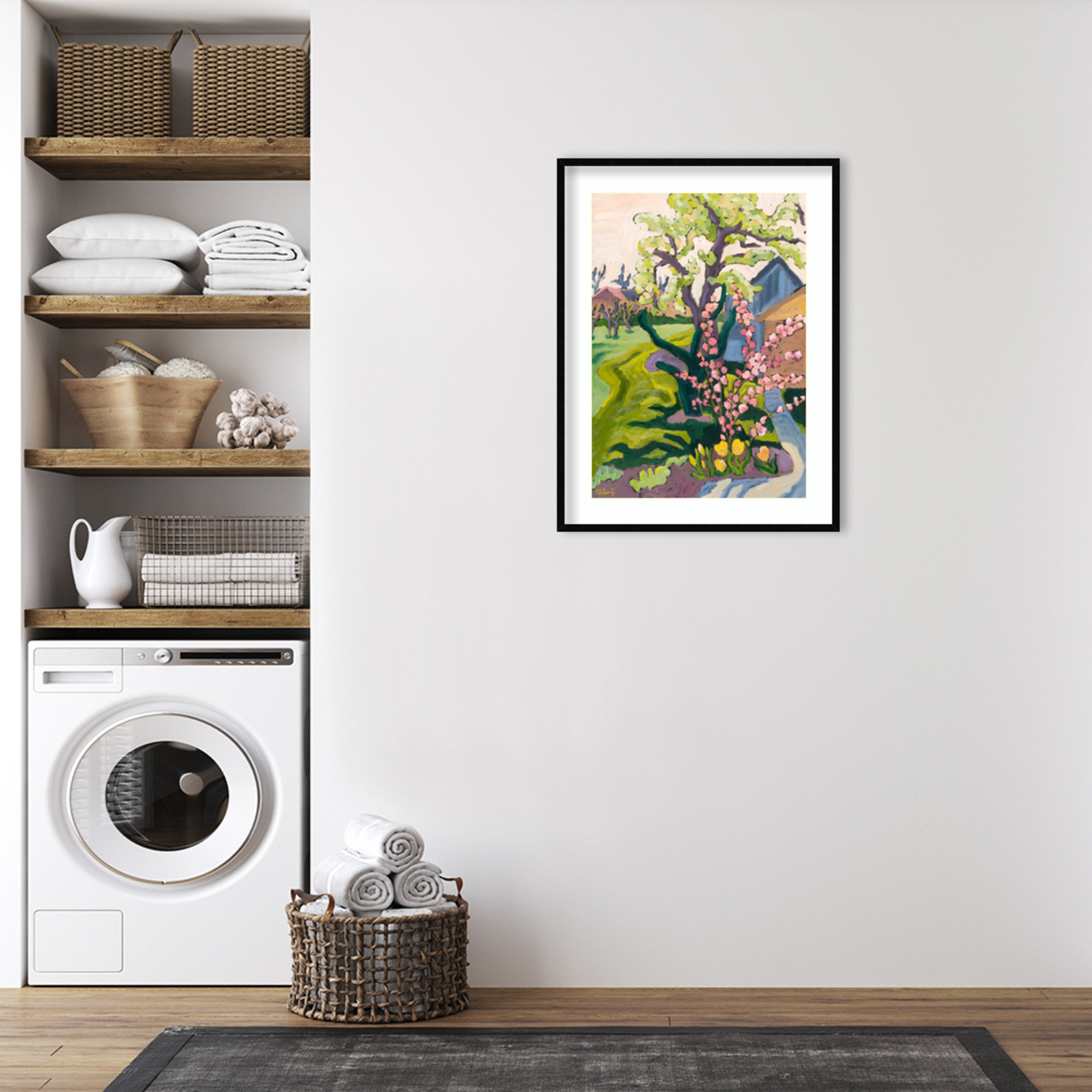 Fayra Garden In Dusk Light Framed On Paper by Fayra Print, 41" H x 31" W x 1" D, Black