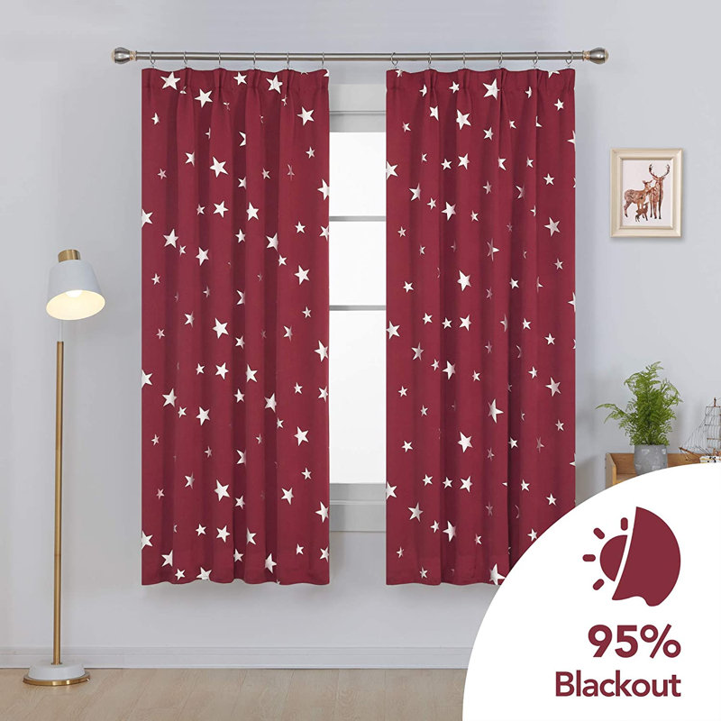 Room Darkening Curtain Pair, 117 W x 183 D cm, Red