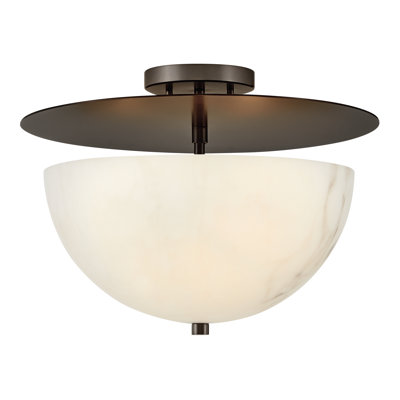 Three-Light Semi-Flush Mount Ceiling Light w/ Cloudstone Bowl Shade