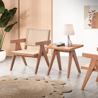 Chaise d'appoint moderne beige avec siège et dossier en bois pour un confort naturel