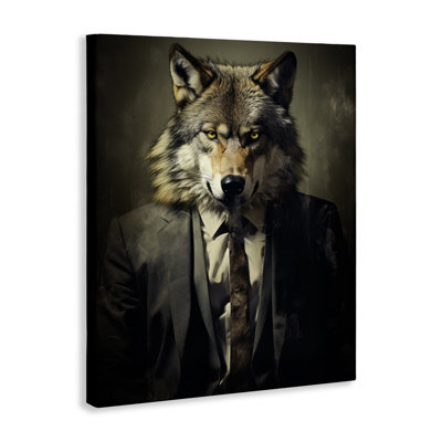 Fancy Wolf in Suit Canvas, design by Ray Powers